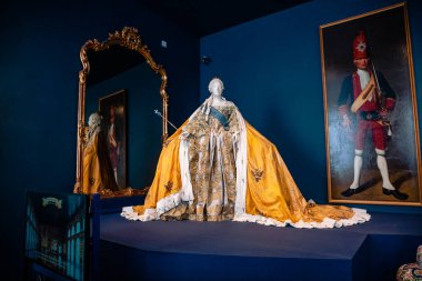 St. Petersburg, Rusya - 05 Ağustos 2019: Tsarskoe Selo 'daki Catherine Sarayı' nın iç mimarisi ve dekorasyonu hakkında sıradan bir görüş