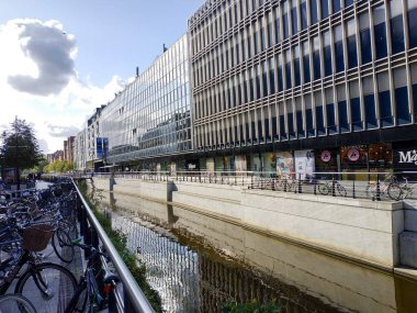 Aarhus, Denmark - September 18, 2019: casual view on the buildings and street life