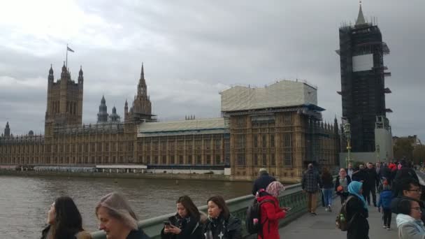 Londra Ngiltere Kasım 2020 Bulutlu Bir Havada Westminster Sarayı Dış — Stok video