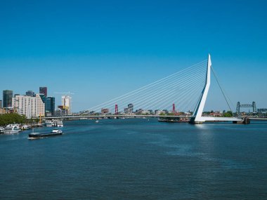 Rotterdam, Hollanda - 07 Mayıs 2020: yolcu gemisinin kargo limanı altyapısı