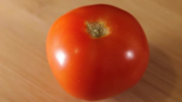 Один стиглий, соковитий помідор — стокове відео