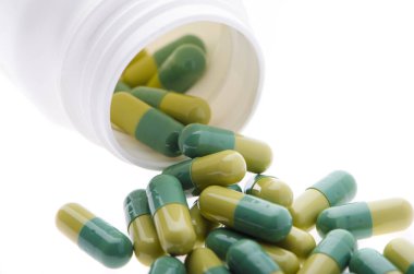 Yeşil hapları ile konteyner