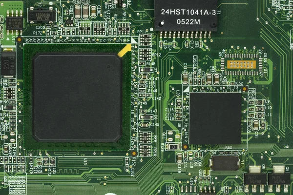 This is a green used mainboard texture background — Stock Photo, Image