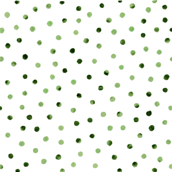 Wzór z ciemno zielone kropki malowane. Efekt akwareli. Ilustracja do wzornictwa tekstyliów lub tła. — Zdjęcie stockowe