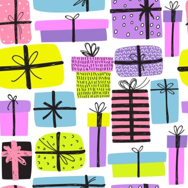 Seamless modeli ile farklı doodle büyük. Vektör arka plan.