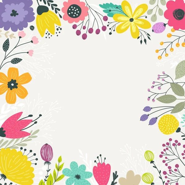 Coroa de vetor com flores de pastel . — Vetor de Stock