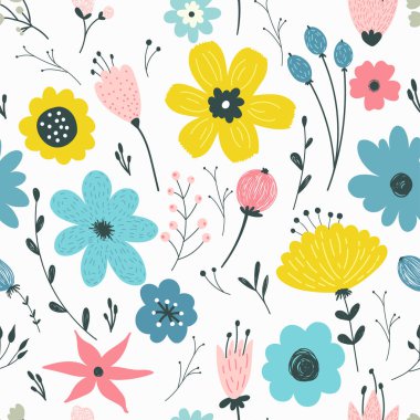 pastel çiçek ile Seamless Modeli.
