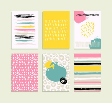 Fırça konturları kartı trendy dizi.