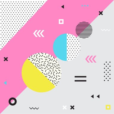 Trendy geometrik öğeleri memphis kartları.