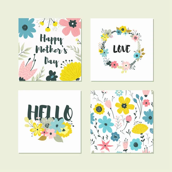 Set of cute colorful floral elements. — Stock Vector