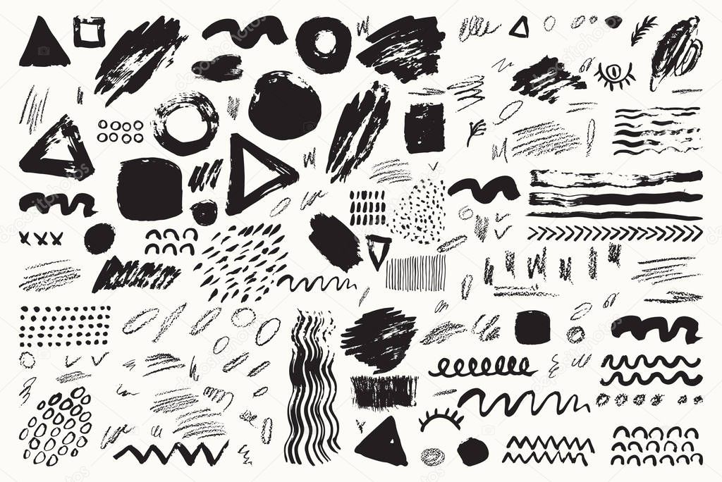 Set of hand drawn scribbles vector.