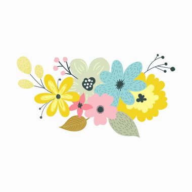 Renkli vektör set hafif renklerde çiçek kompozisyon.