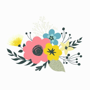 Renkli vektör set hafif renklerde çiçek kompozisyon.