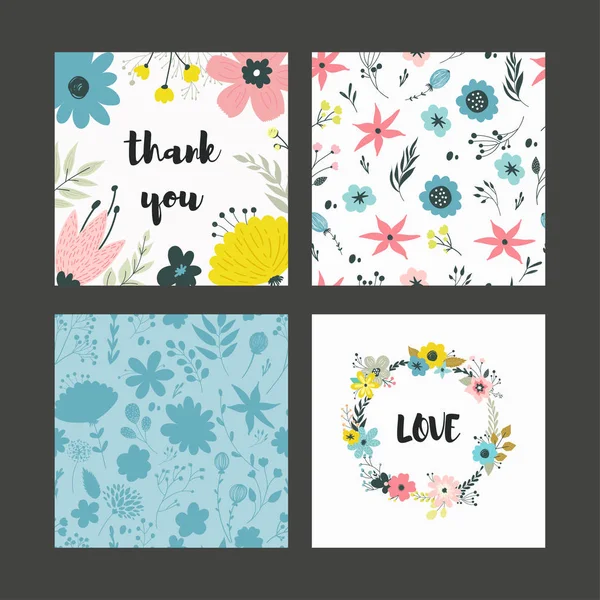 Hermosa tarjeta de felicitación con floral. Flores de pastel . — Vector de stock