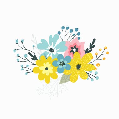 Renkli vektör set hafif renklerde çiçek kompozisyon.