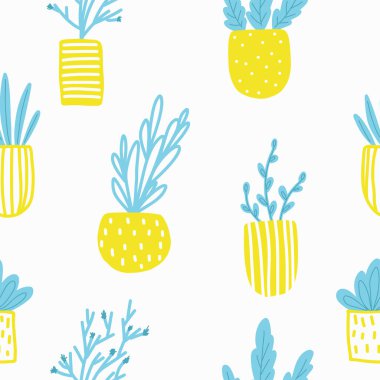 Çiçekler tencere ile Seamless Modeli.