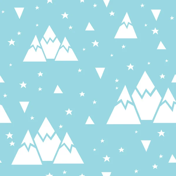 Modèle vectoriel sans couture composé de montagnes, étoiles et triangles . — Image vectorielle