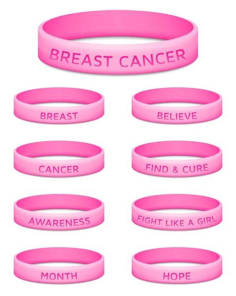 Breast cancer awareness månad gummi armband. Vektorillustration. — Stock vektor