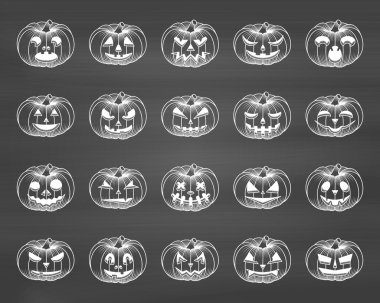 Cadılar Bayramı Balkabağı kara tahta arka plan üzerinde. Vektör çizim.