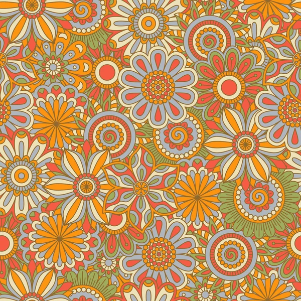 Floraler Hintergrund aus vielen Kritzelblumen. nahtloses Muster. Vektorillustration. — Stockvektor
