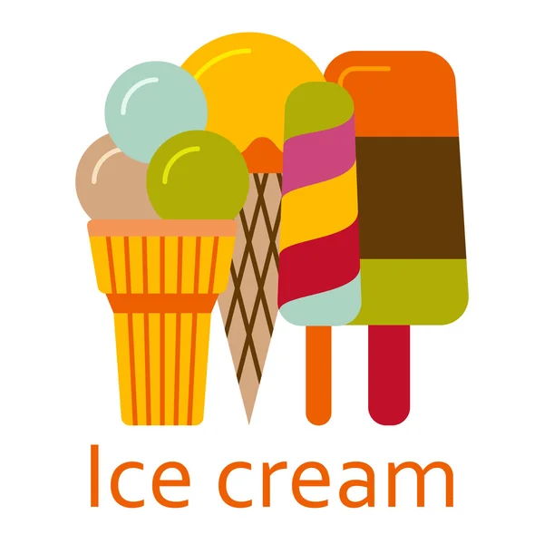 Helado. Icono de comida rápida y comida callejera. Ilustración vectorial — Archivo Imágenes Vectoriales