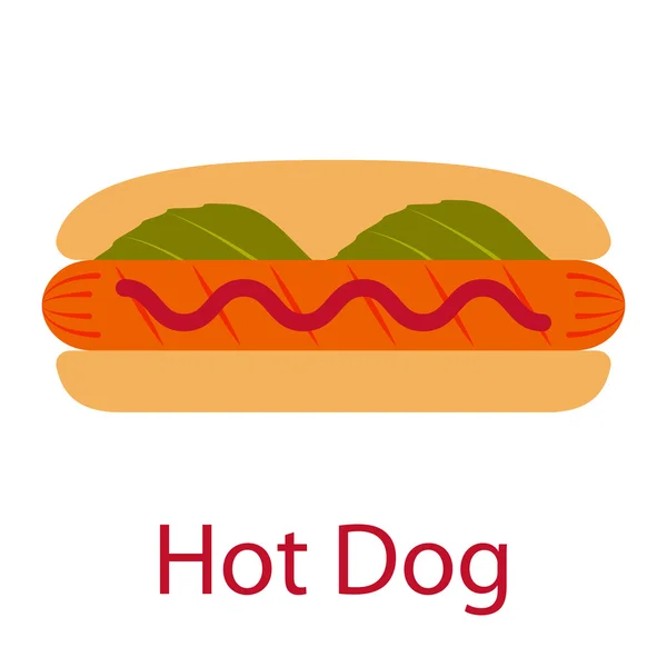 Hot dog. Ikonen för fastfood och streetfood. Vektorillustration. — Stock vektor