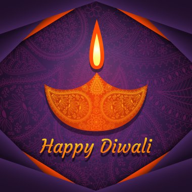 Hindistan 'daki Diwali festivali için tebrik kartı. Vektör illüstrasyonu