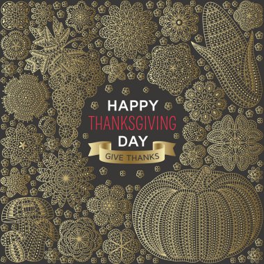 Mutlu Şükran Günü tebrik kartı. Tatil arka plan. Vektör çizim.