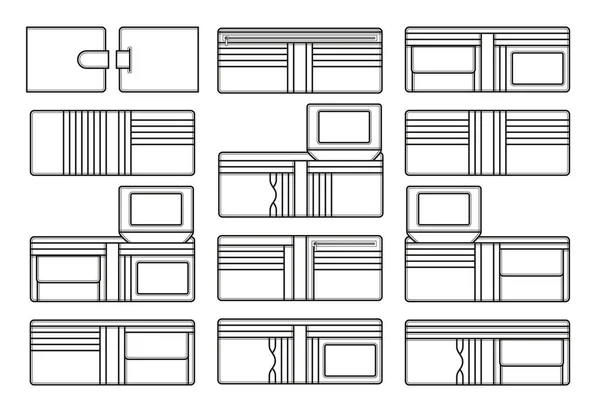 古典的な財布の中の別のコンパートメント。ベクトル illustrstion. — ストックベクタ