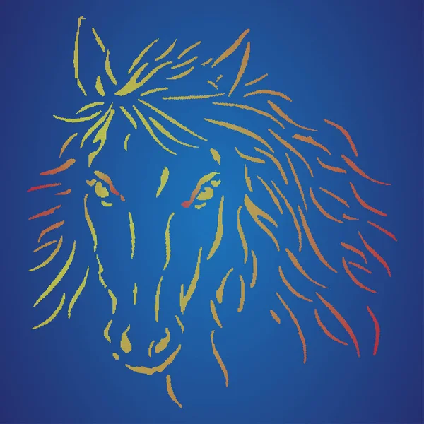 Голова коня на синьому фоні. Піксельне мистецтво. Логотип коня. знак Поло . — стоковий вектор