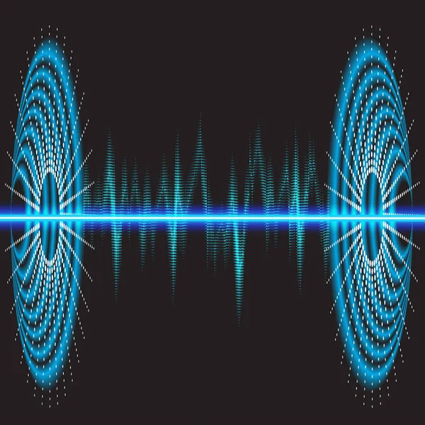 Sound waves oscillating glow, neon light. Abstract technology background ,music background, vector illustration — Stock Vector