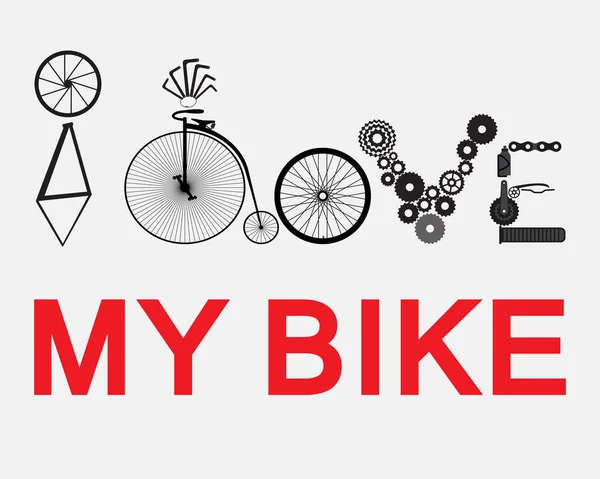 I love my bike poster, Vector illustration — Stock Vector