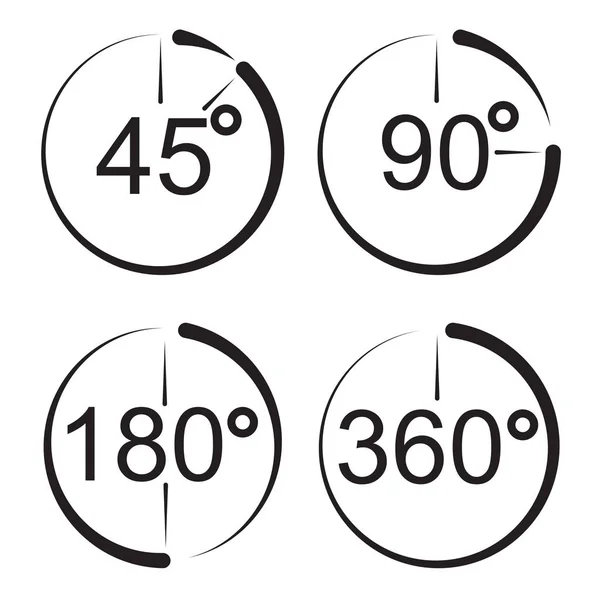 Angle 45, 90, 180, 360 degrees icons. Geometry math signs symbols. Flat icons. Vector illustration — Stock Vector