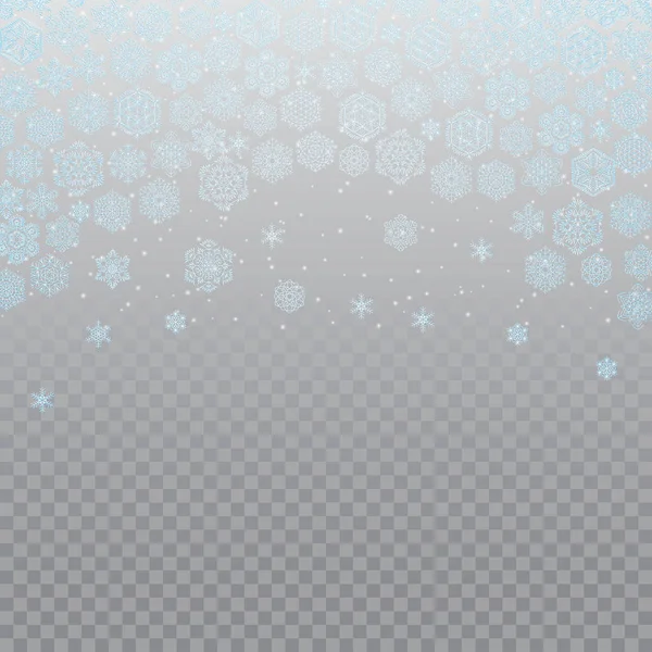 Fondo de nieve cayendo sobre fondo transparente. Ilustración vectorial — Vector de stock