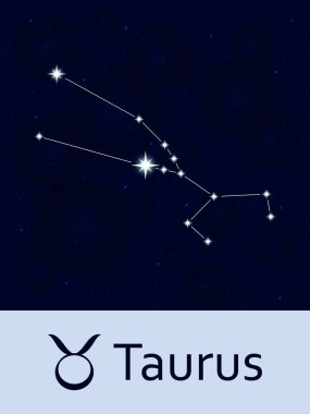 Toros burç. Burç takımyıldızı yıldız. Yıldız ve bokeh arka ile soyut alanı gece gökyüzü arka plan. Vektör çizim. Mobil uygulamalar, Astroloji, bilim şablon temelli.