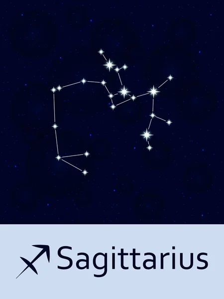 Sternzeichen Sagittarius. Horoskop Sternbild Stern. abstrakte Raum Nachthimmel Hintergrund mit Sternen und Bokeh auf der Rückseite. Vektorillustration. gut für mobile Anwendungen, Astrologie, Wissenschaftsvorlage. — Stockvektor