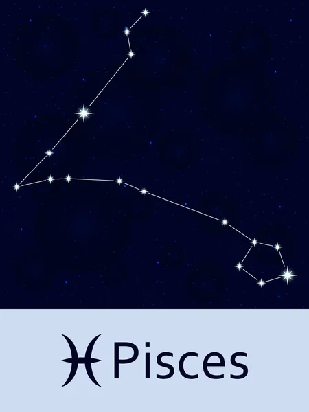 Signo del zodíaco Piscis. Horóscopo constelación estrella. Espacio abstracto cielo nocturno fondo con estrellas y bokeh en la parte posterior. Ilustración vectorial. Bueno para aplicaciones móviles, astrología, plantilla de ciencia . — Vector de stock