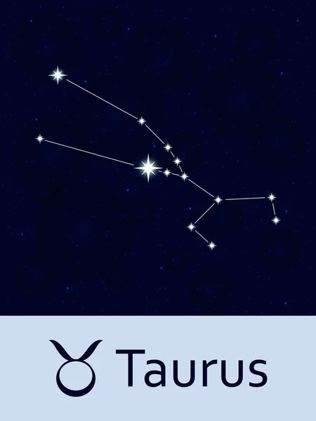 Signo del zodíaco Tauro. Horóscopo constelación estrella. Espacio abstracto cielo nocturno fondo con estrellas y bokeh en la parte posterior. Ilustración vectorial. Bueno para aplicaciones móviles, astrología, plantilla de ciencia . — Vector de stock