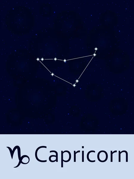 Signo del zodíaco Capricornio. Horóscopo constelación estrella. Espacio abstracto cielo nocturno fondo con estrellas y bokeh en la parte posterior. Ilustración vectorial. Bueno para aplicaciones móviles, astrología, plantilla de ciencia . — Vector de stock