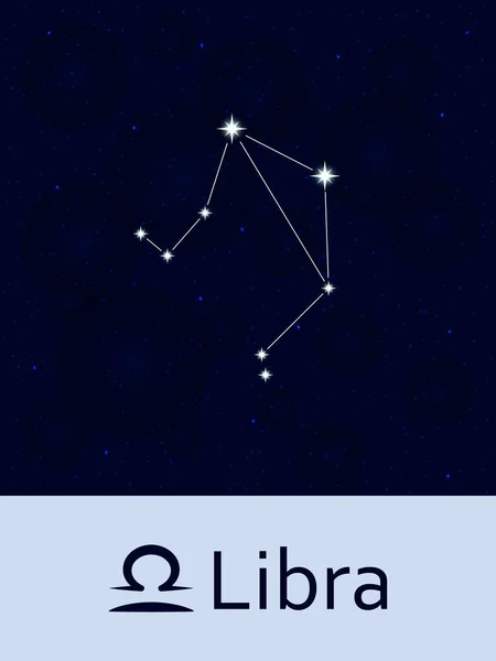 Zodiac sign Libra. Horoscope constellation star. Abstract space night sky background with stars and bokeh at the back. Vector illustration. Good for mobile applications, astrology, science template. — Stock Vector