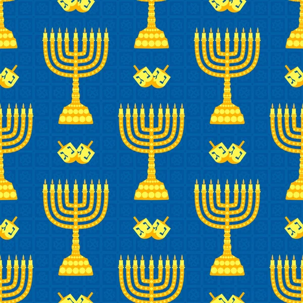 Hanukkah background with menorah. Candles, David star and jewels. Beautiful greeting card. — Stock Vector