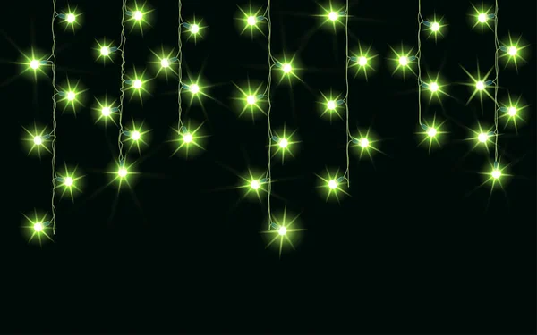 Girlandy, Vánoční dekorace světla účinky. Izolované vektorové prvky návrhu. Zářící světla pro Xmas Holiday greeting card design. Vánoční dekorace realistické svítící věnec — Stockový vektor
