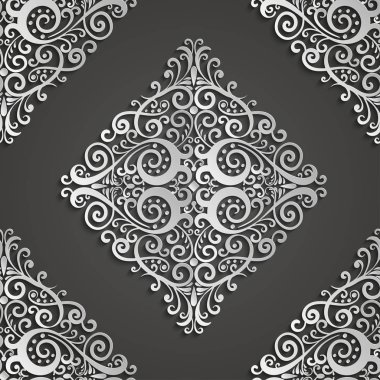 Damasko seamless modeli. Gölge ve vurgu ile 3D öğesi. Vektör çizim.