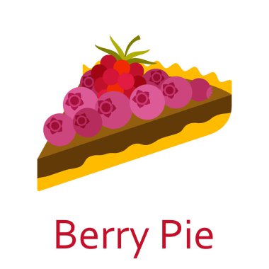 Berry pie. Tatlı gıda düz simgesi. Vektör çizim.