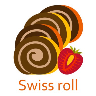 İsviçre rulo. Tatlı gıda düz simgesi. Vektör çizim.