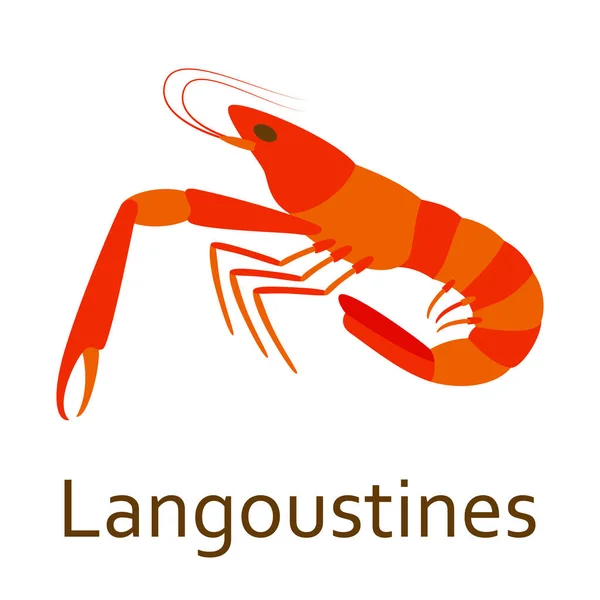 Langoustine. Icono plano de marisco. Ilustración vectorial . — Vector de stock