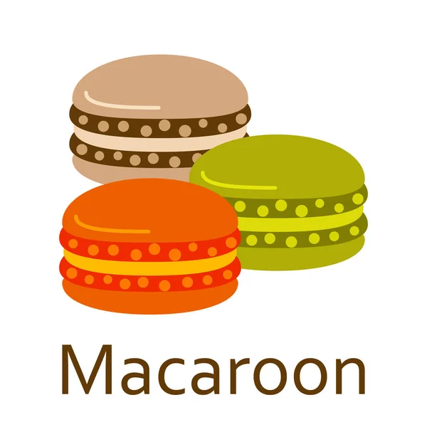 Macaroon. Platte pictogram voor zoete voedsel. Vectorillustratie. — Stockvector