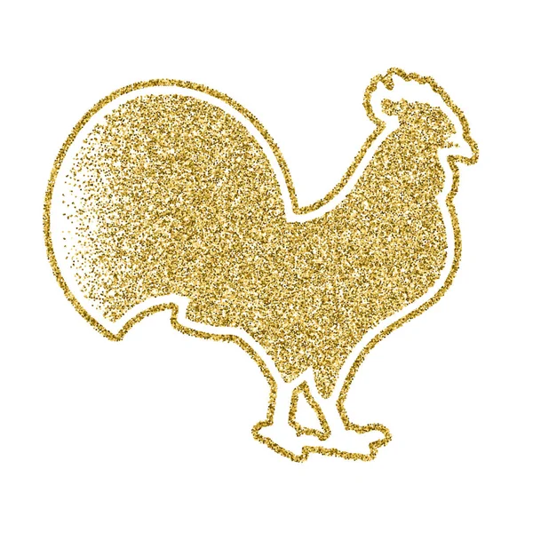 2017 año nuevo de gallo. Silueta de gallo de brillo de oro.Ilustración vectorial — Archivo Imágenes Vectoriales