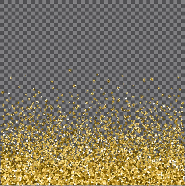 Gold glitzert Hintergrund. Goldener Glanz am Rand. Vorlage für Urlaubsdesigns, Einladung, Party, Geburtstag, Hochzeit, Neujahr, Weihnachten. Vektorillustration — Stockvektor