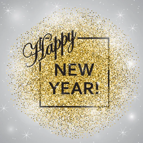 Ευτυχισμένος ο καινούριος χρόνος. Χρυσά glitter νέο έτος. — Διανυσματικό Αρχείο